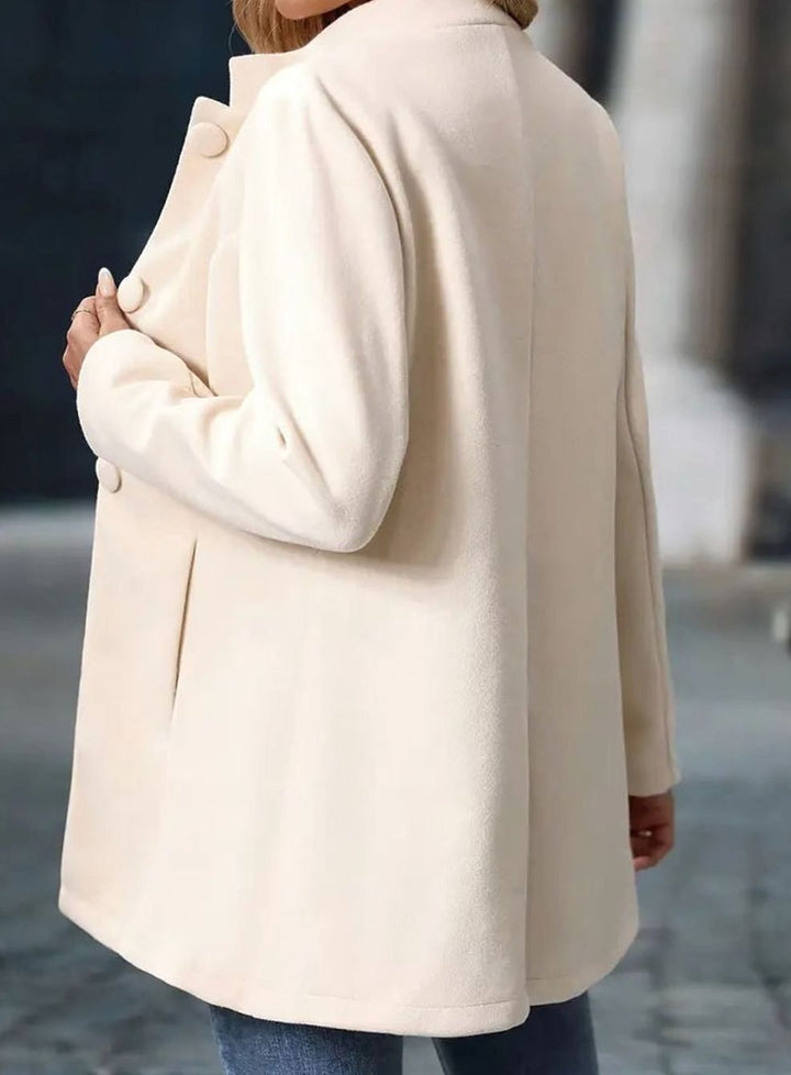 Corinne | Women's Long Elegant Winter Coat with Buttons and Stand Collar