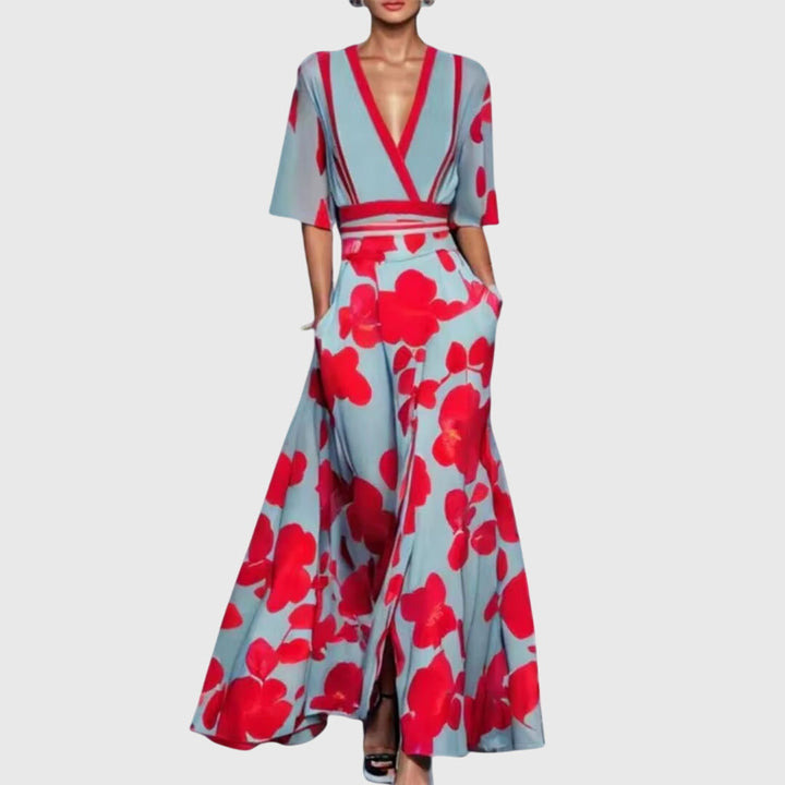 Women's Boho Maxi Dress | Floral V-Neck