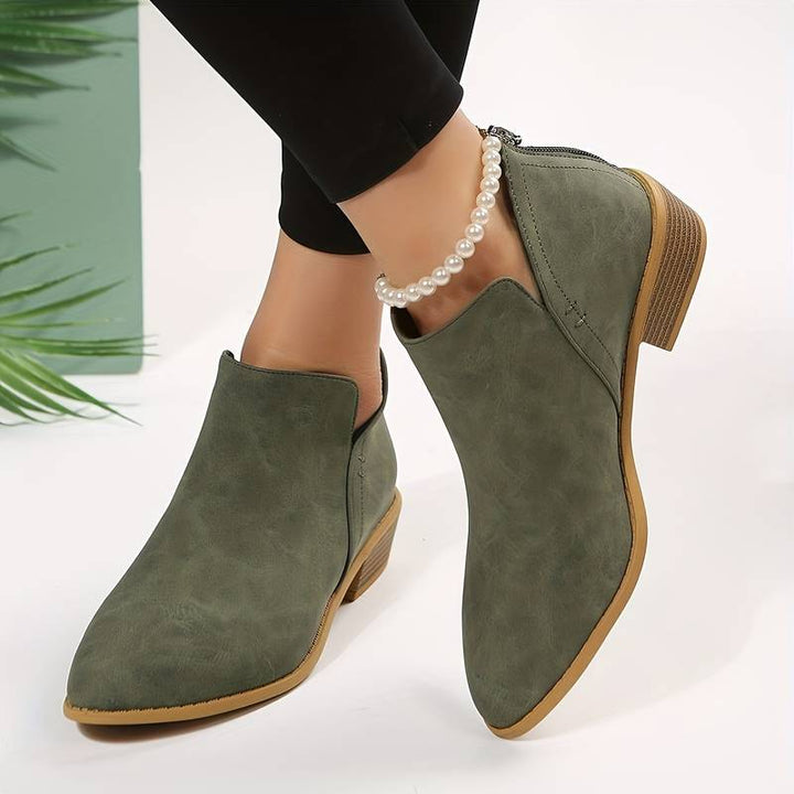 Boots For Women | Pointed Toe Low Ankle Block Heel Style