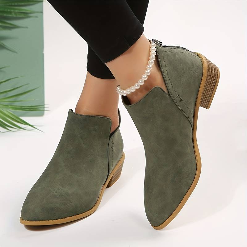 Boots For Women | Pointed Toe Low Ankle Block Heel Style