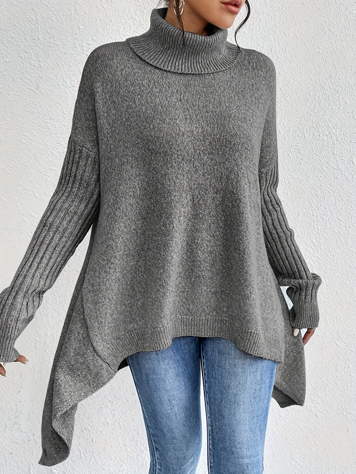 Women's Sweater | Folded Turtleneck Loose Fit