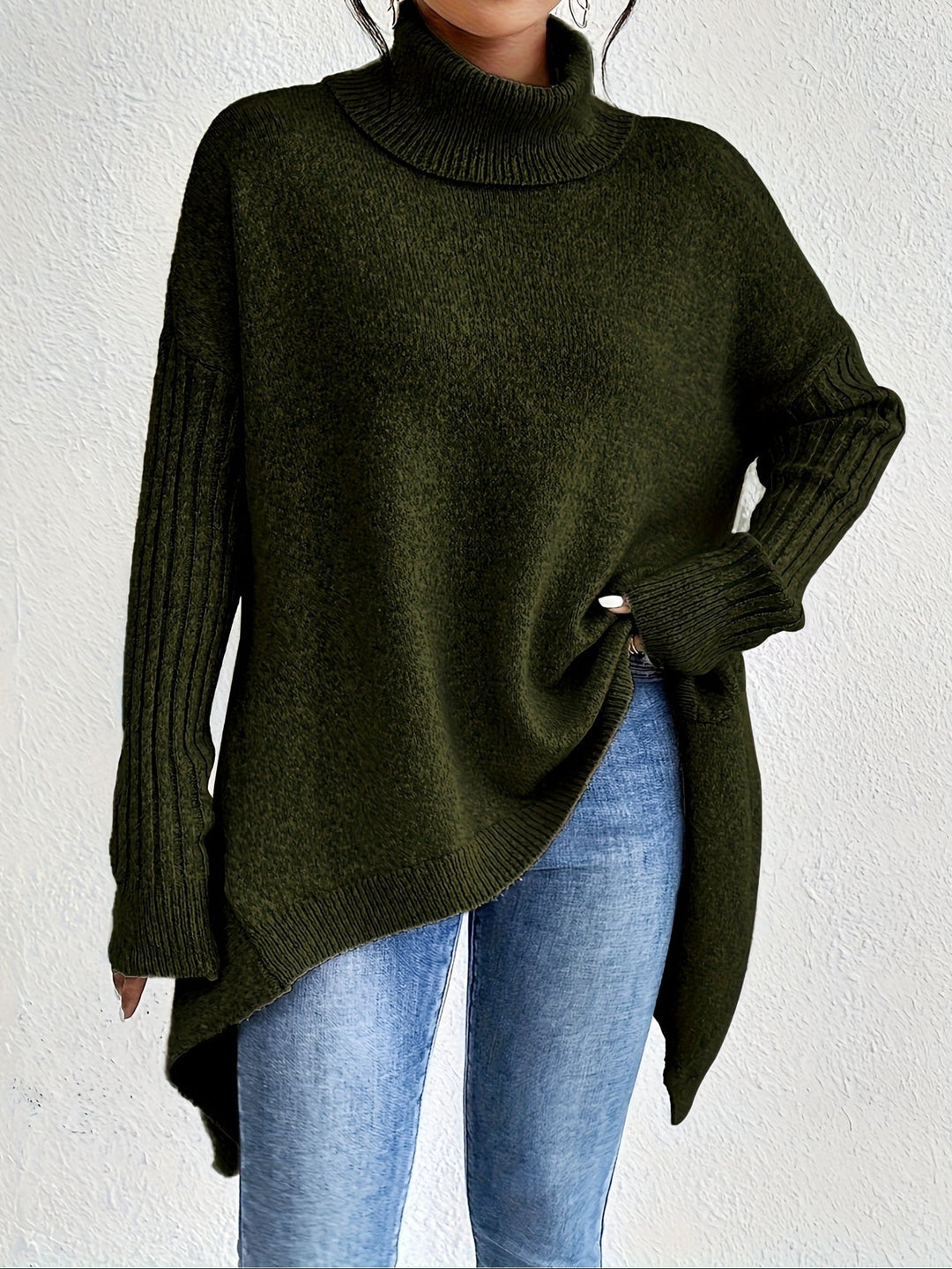 Women's Sweater | Folded Turtleneck Loose Fit