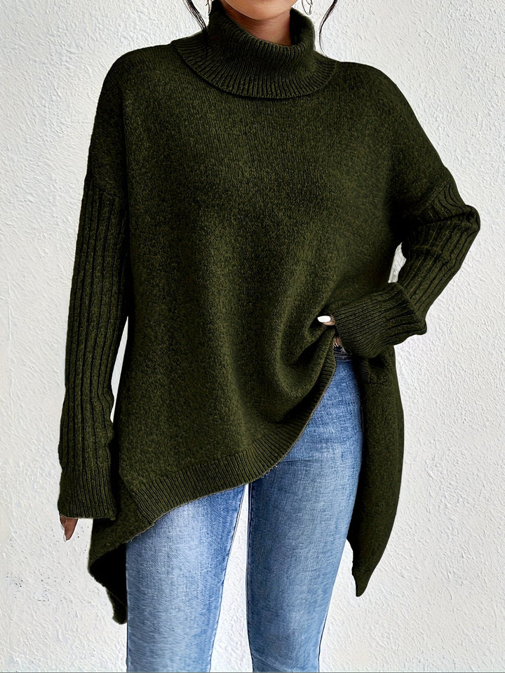 Women's Sweater | Folded Turtleneck Loose Fit