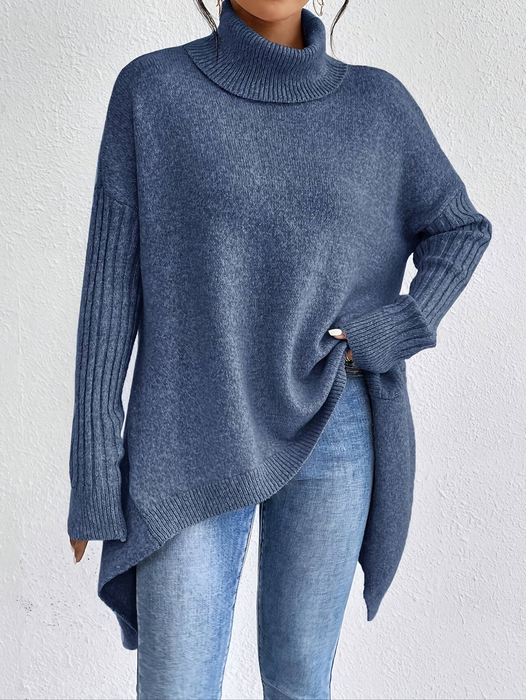 Women's Sweater | Folded Turtleneck Loose Fit