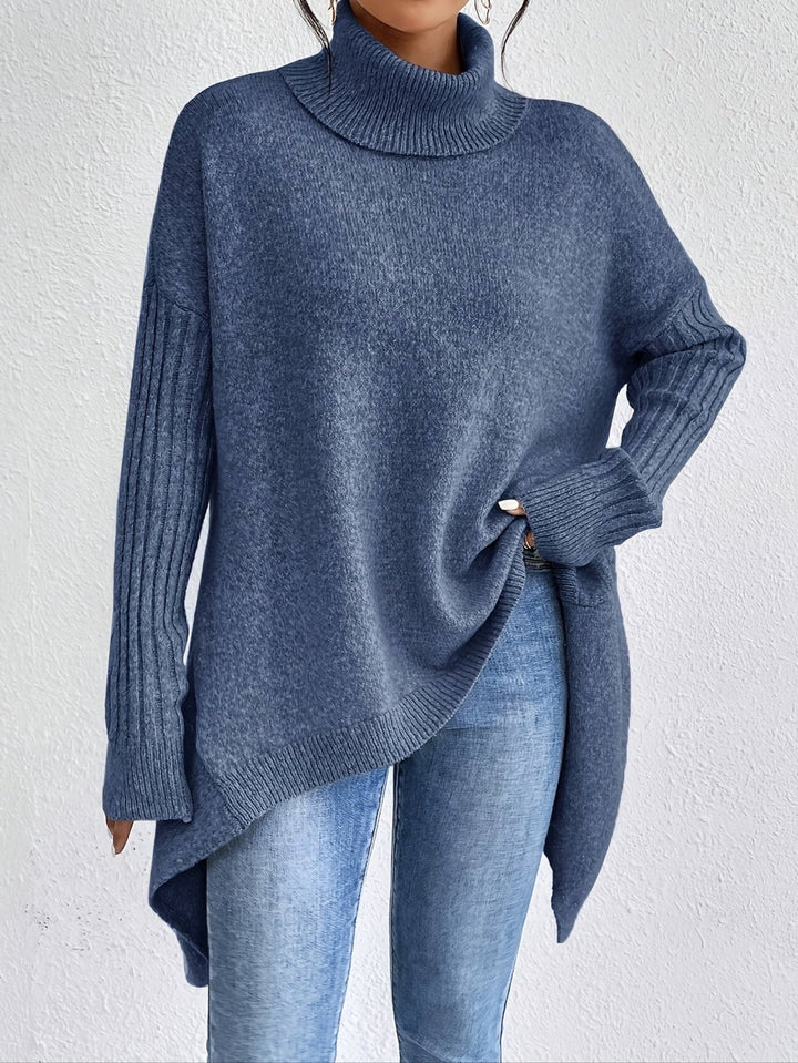 Women's Sweater | Folded Turtleneck Loose Fit