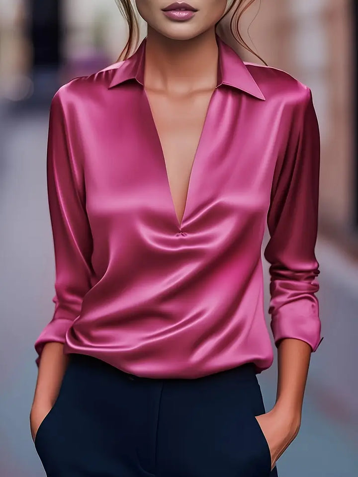Blouse For Women | Draped Neck Long Sleeve