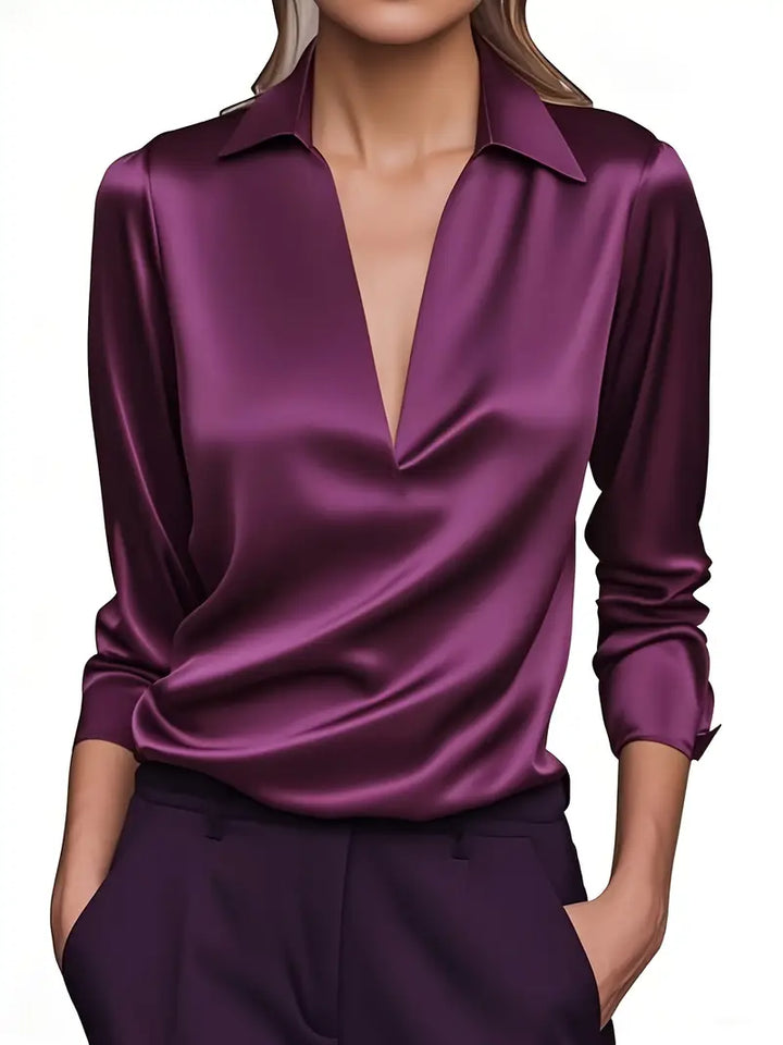 Blouse For Women | Draped Neck Long Sleeve