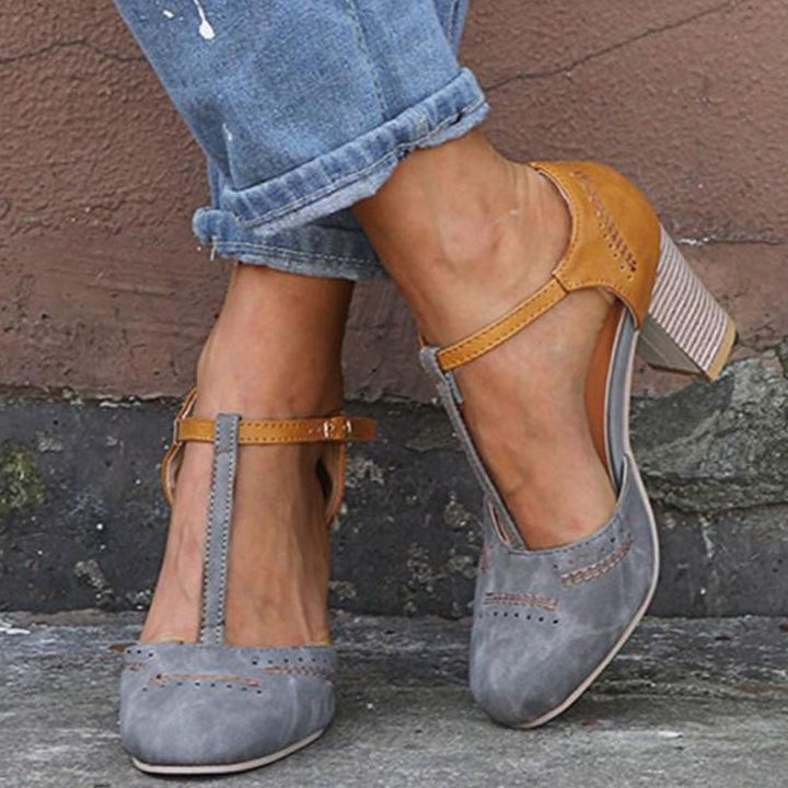 Delphine | Women's Orthopedic T-Strap Block Heeled Shoes