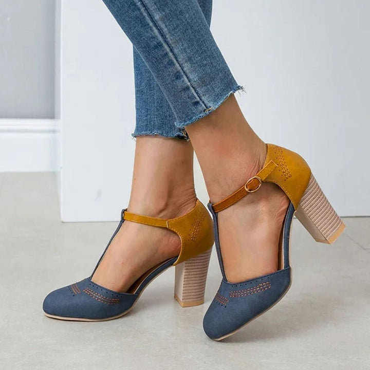 Delphine | Women's Orthopedic T-Strap Block Heeled Shoes