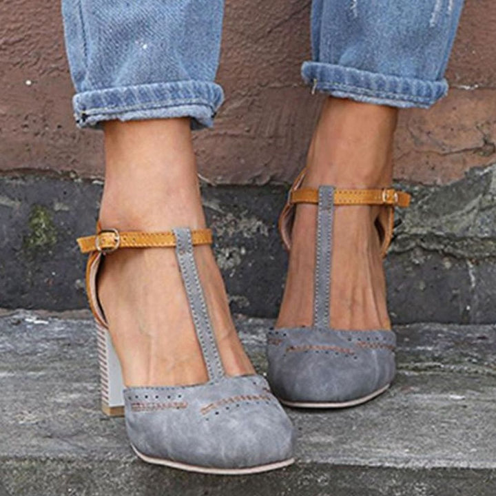 Delphine | Women's Orthopedic T-Strap Block Heeled Shoes
