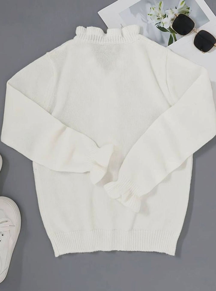 Diane | Women's Elegant Ruffled V-Neck Knit Cardigan