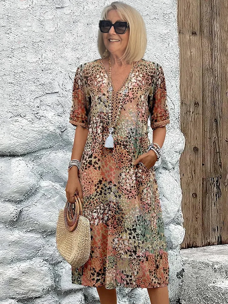 Dress For Women | V-Neck Colorful