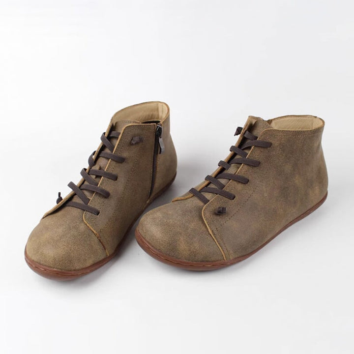 Boots For Women | Rounded Toe Lace Up Low Ankle Style