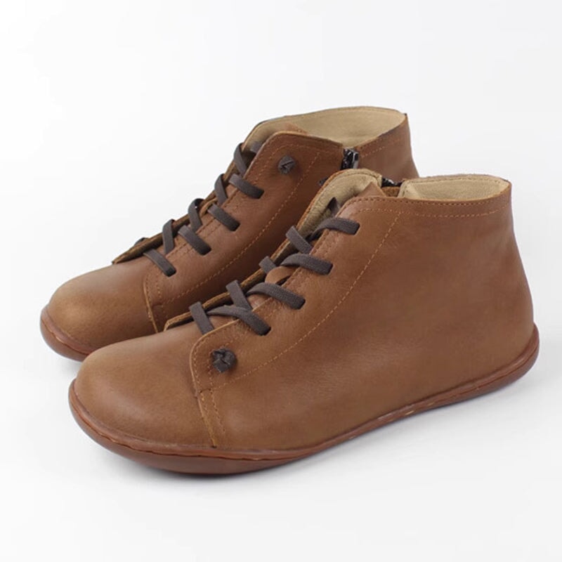 Boots For Women | Rounded Toe Lace Up Low Ankle Style