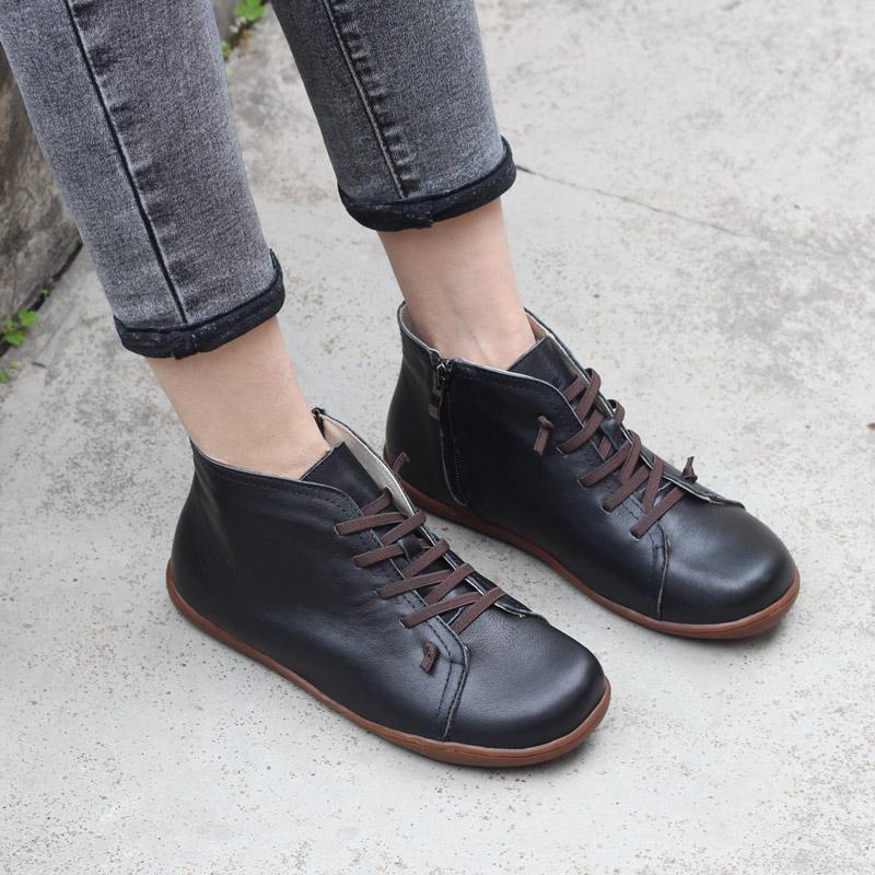 Boots For Women | Rounded Toe Lace Up Low Ankle Style