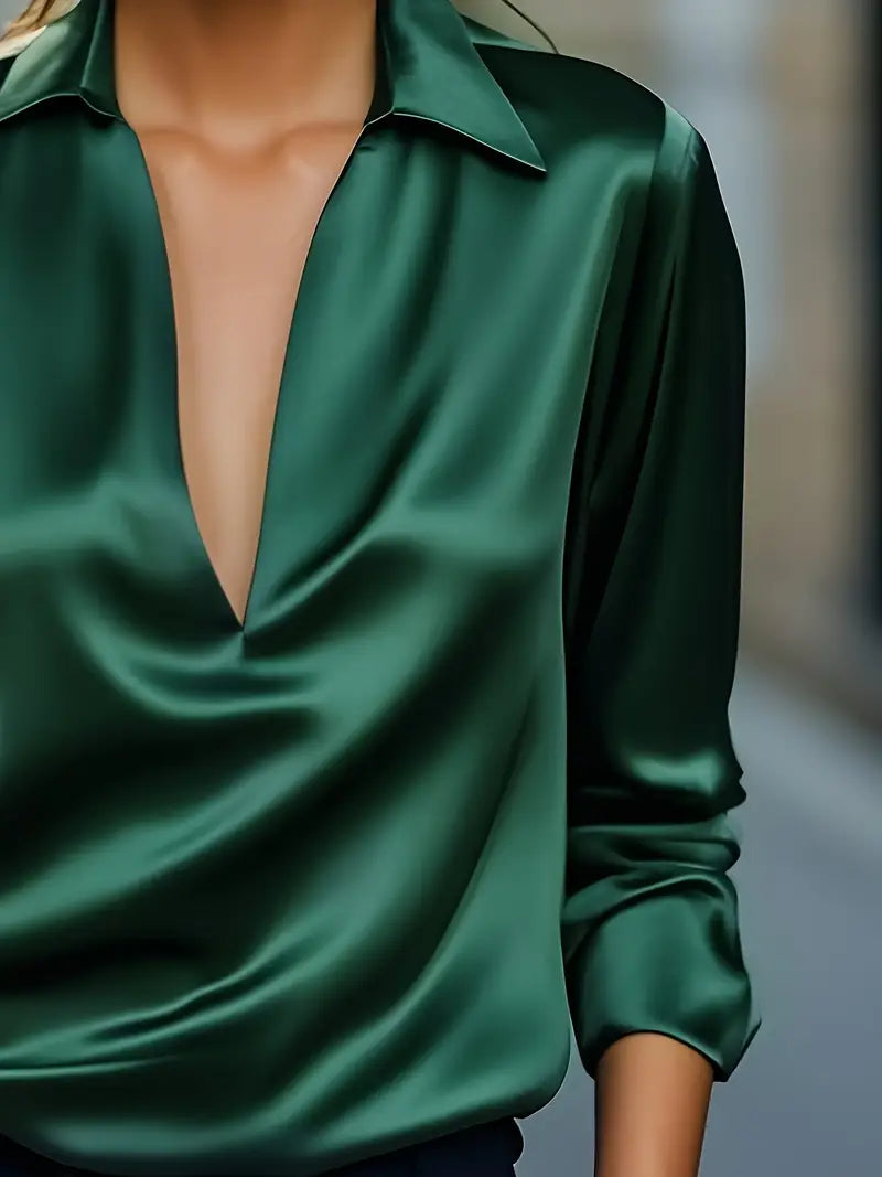 Blouse For Women | Draped Neck Long Sleeve