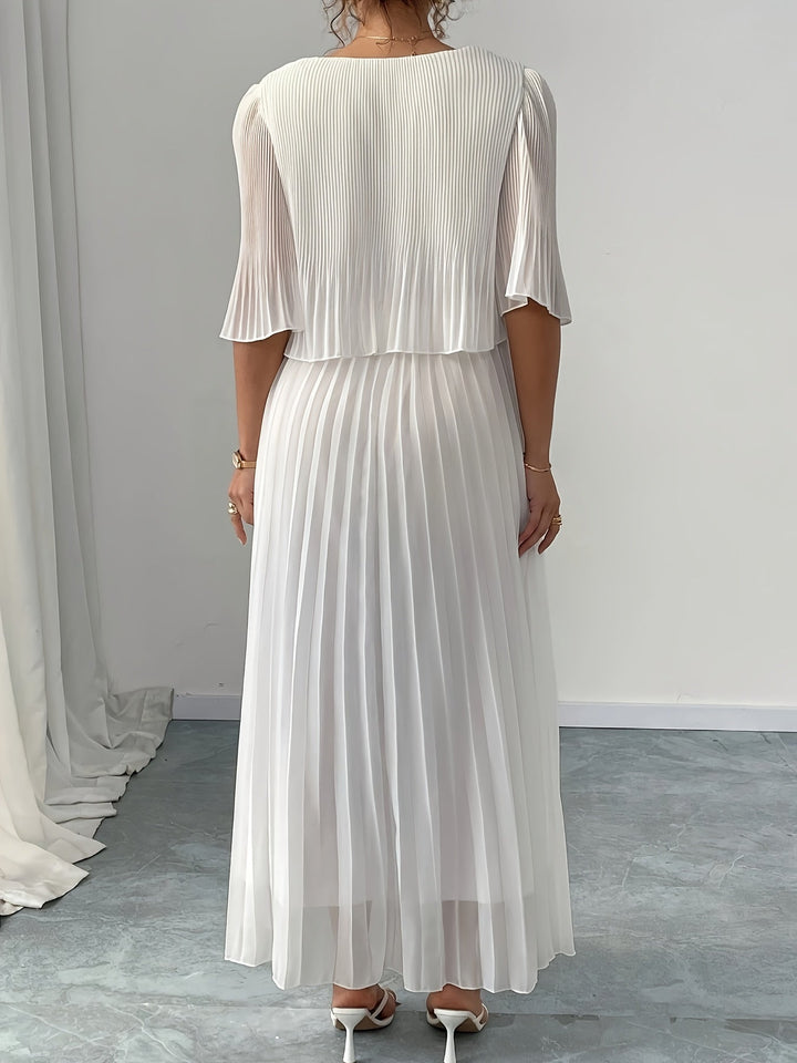 Women's Wedding Guest Maxi Dress | A-Line Pleated White