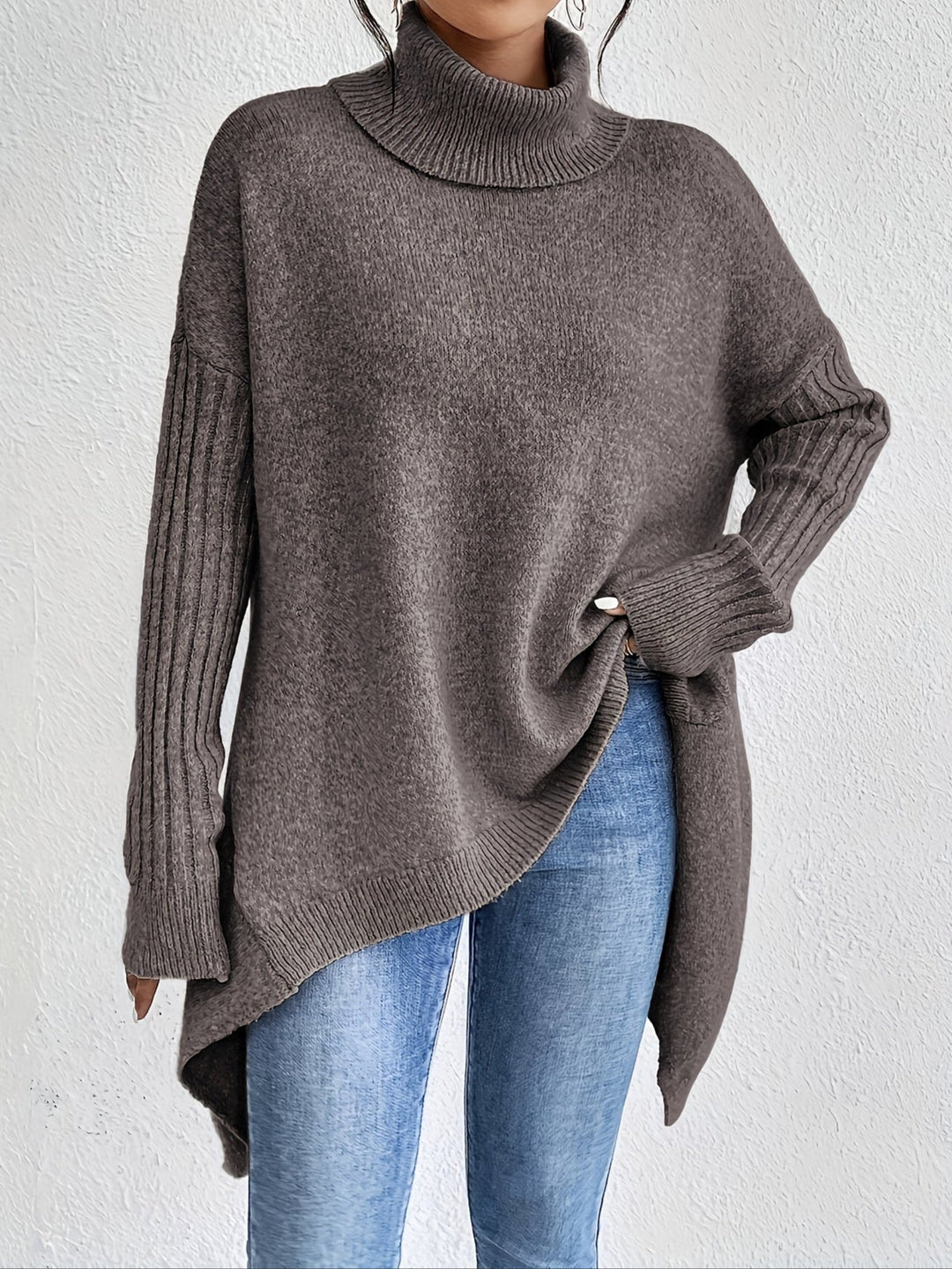 Women's Sweater | Folded Turtleneck Loose Fit