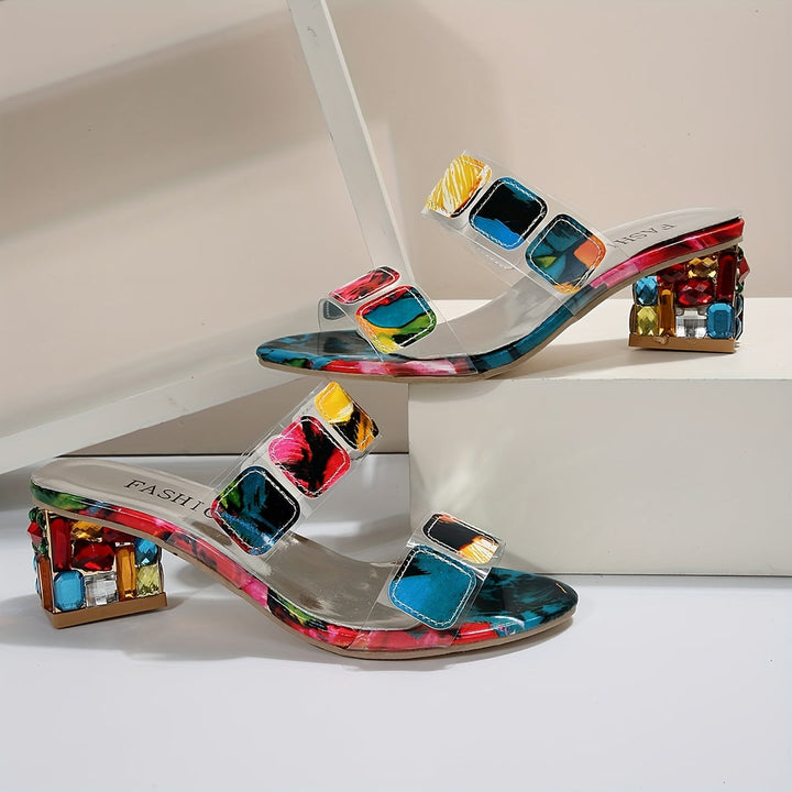 Women’s Heels | Colorful Block Open Toe