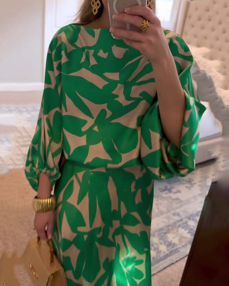 Women’s Coordinated Set | Long Sleeve Top & Midi Skirt