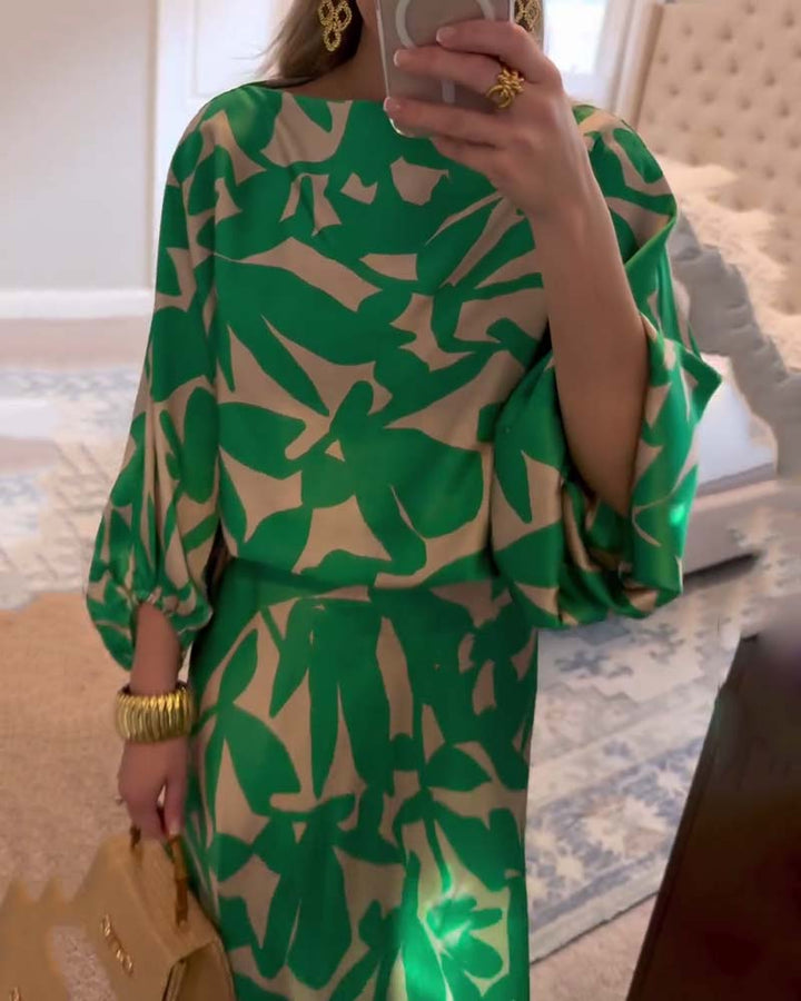 Women’s Coordinated Set | Long Sleeve Top & Midi Skirt