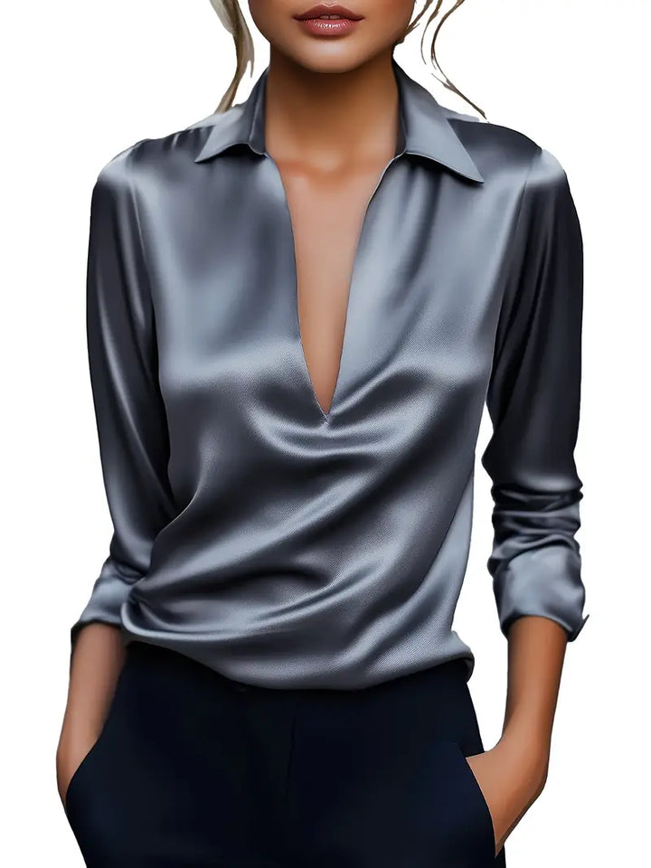 Blouse For Women | Draped Neck Long Sleeve