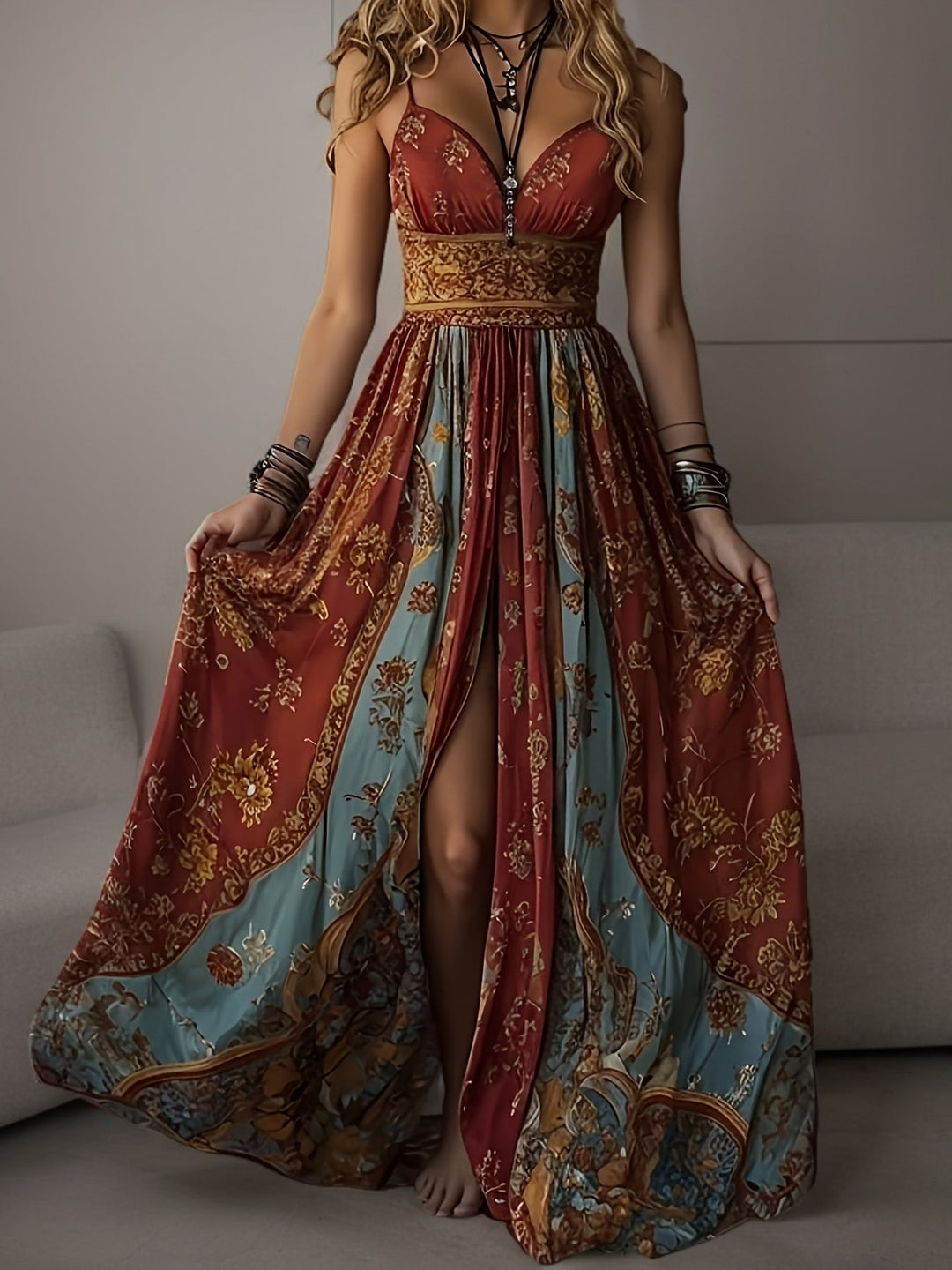 Women's Boho Maxi Dress | Floral Beach