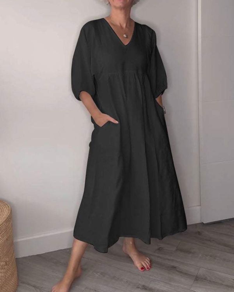 Women's Dress | Puff Sleeves Summer V-Neckline