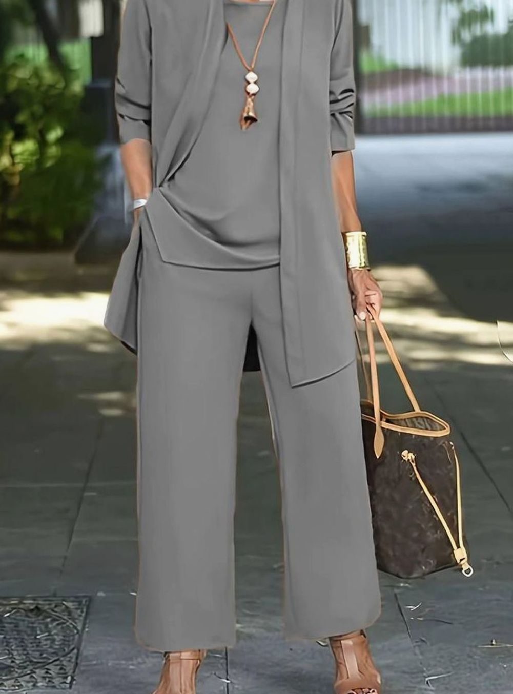 Elodie | Women's Three-Piece Relaxed Wide-Leg Outfit Set