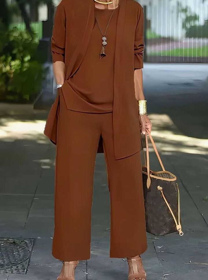 Elodie | Women's Three-Piece Relaxed Wide-Leg Outfit Set