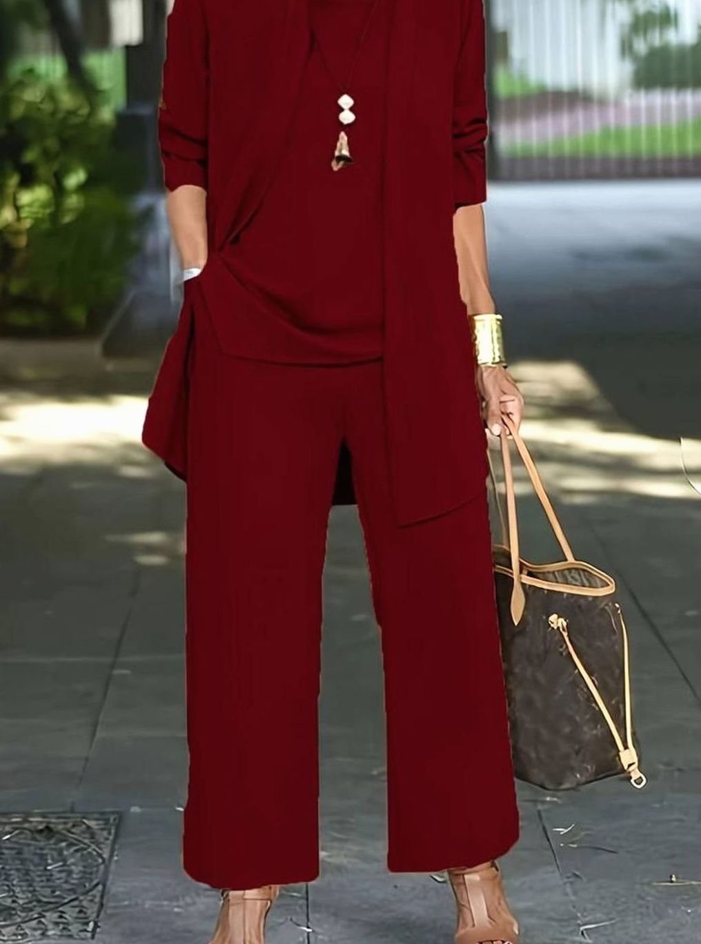 Elodie | Women's Three-Piece Relaxed Wide-Leg Outfit Set