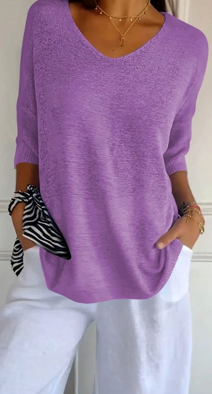 Elsa | Women's Longline Loose Fit V-Neck Knit Tunic Top