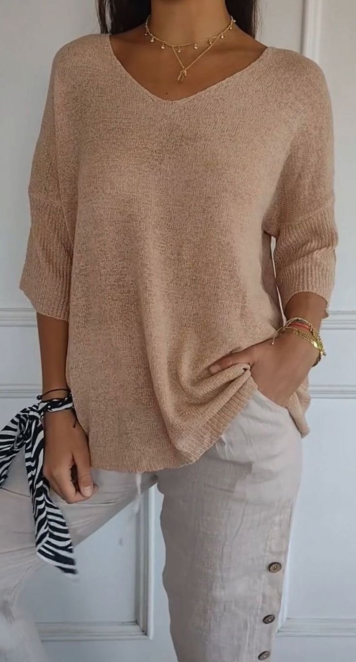 Elsa | Women's Longline Loose Fit V-Neck Knit Tunic Top