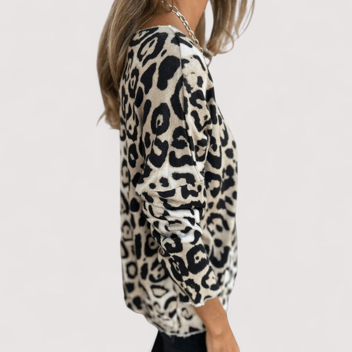 Top For Women | Leopard Printed Round Neck