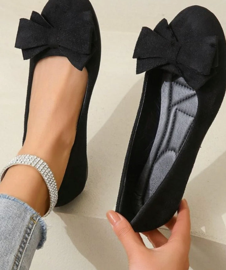 Enid | Women's Orthopedic Bow-Detail Suede Slip-On Comfort Shoes