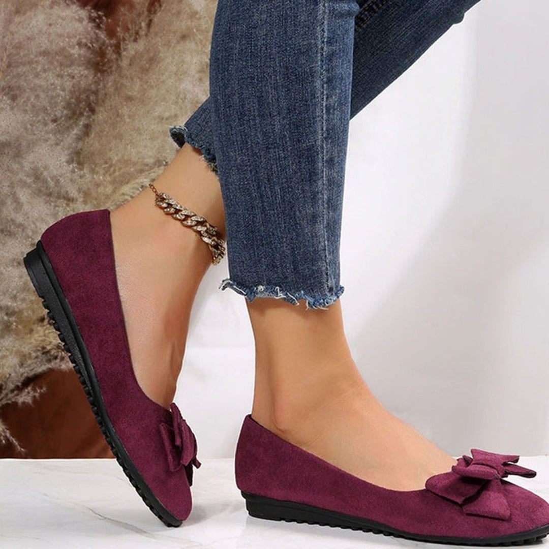 Enid | Women's Orthopedic Bow-Detail Suede Slip-On Comfort Shoes
