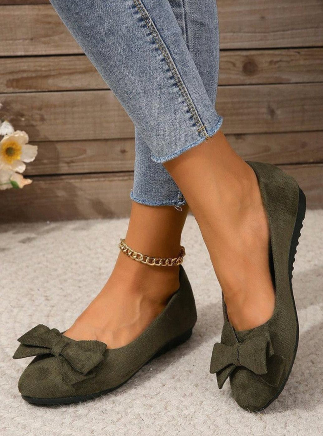 Enid | Women's Orthopedic Bow-Detail Suede Slip-On Comfort Shoes