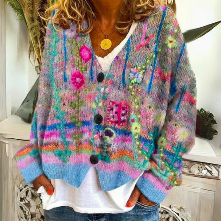 Estelle | Women's Colorful Bohemian Buttoned Knit Cardigan