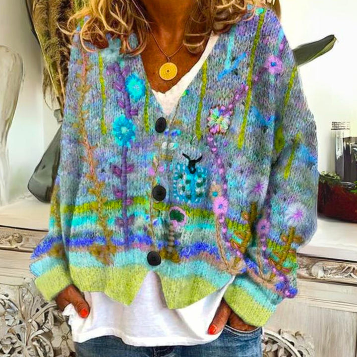 Estelle | Women's Colorful Bohemian Buttoned Knit Cardigan