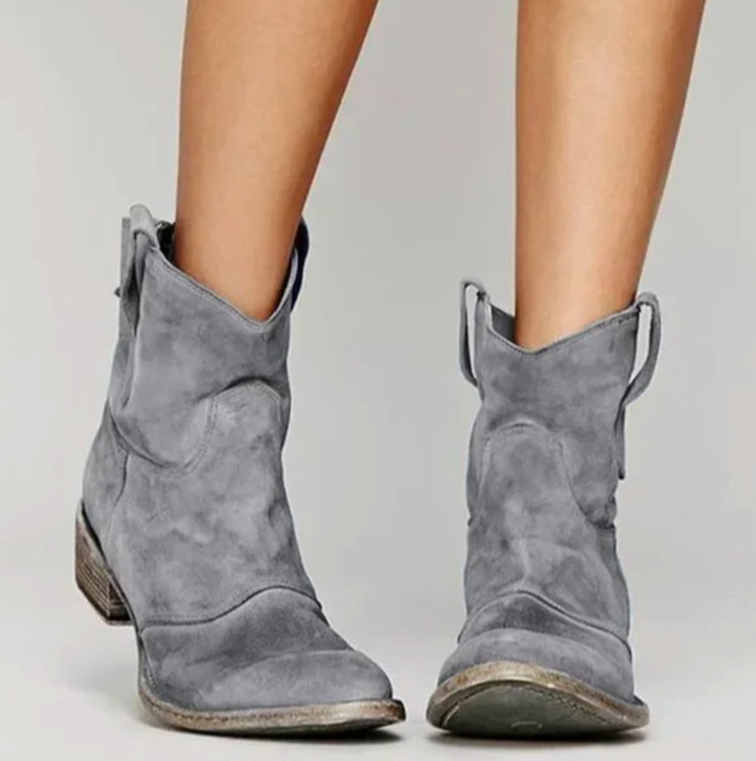 Evangeline | Women's Suede Western Boots with Low Heel