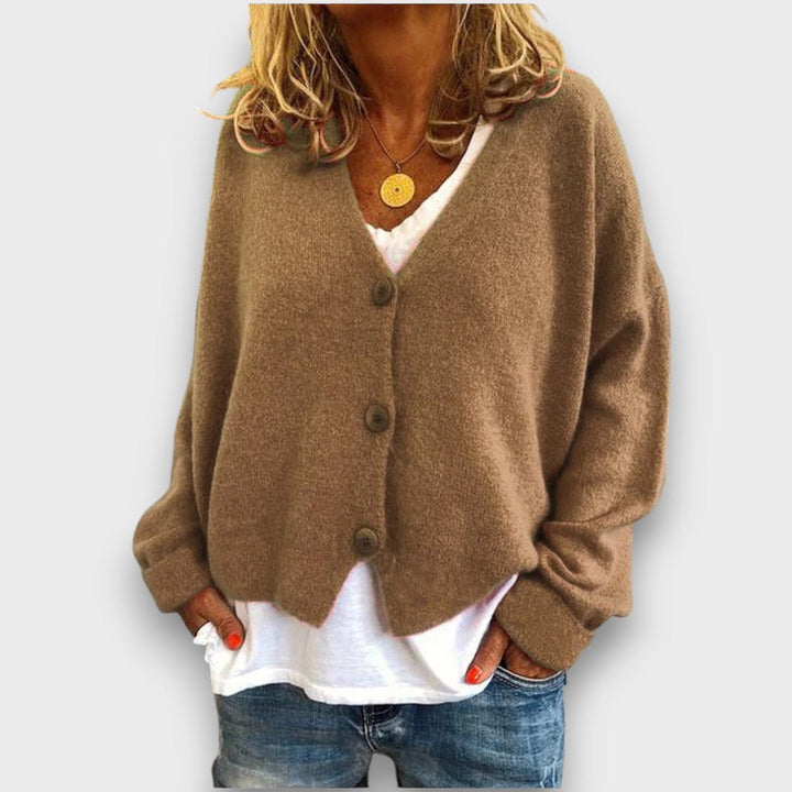 Women's long-sleeve V-neck button-front cardigan
