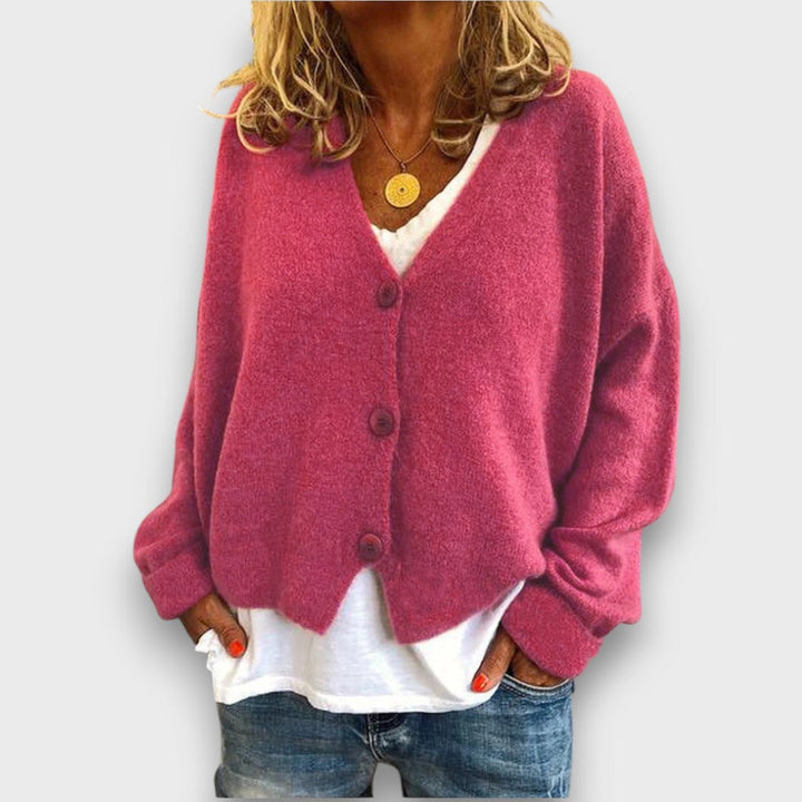 Women's long-sleeve V-neck button-front cardigan
