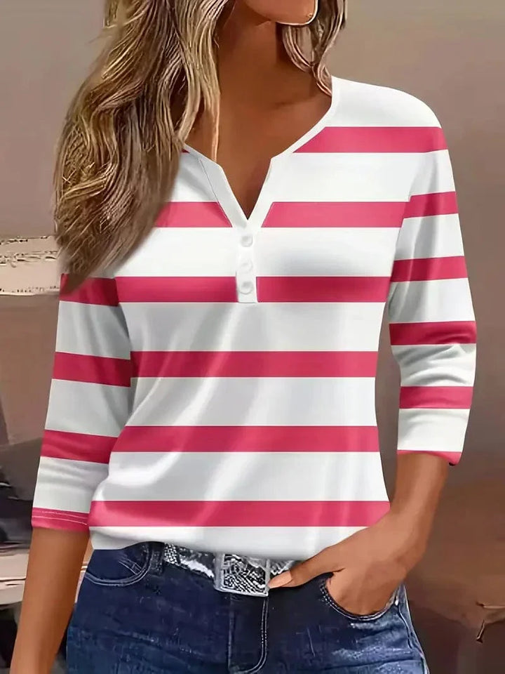 Top For Women | Striped Henley Style
