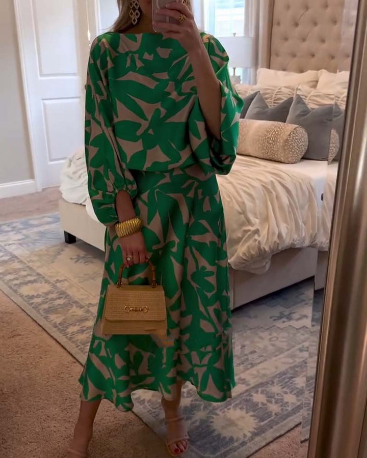 Women’s Coordinated Set | Long Sleeve Top & Midi Skirt