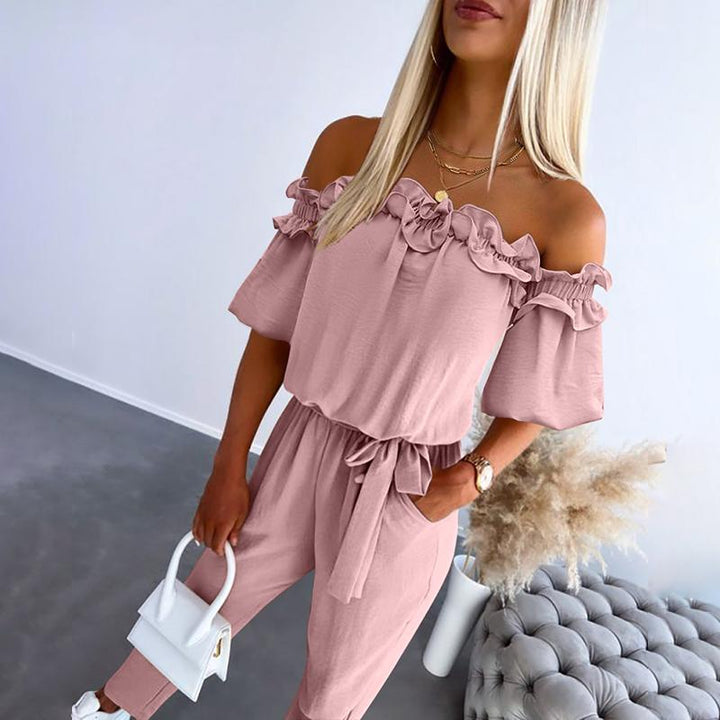 Women's Jumpsuit | Off-Shoulder Waist Tie