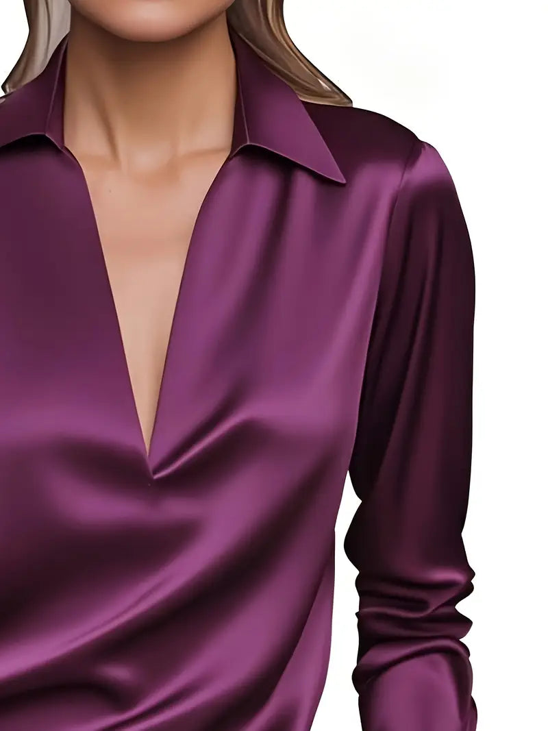 Blouse For Women | Draped Neck Long Sleeve