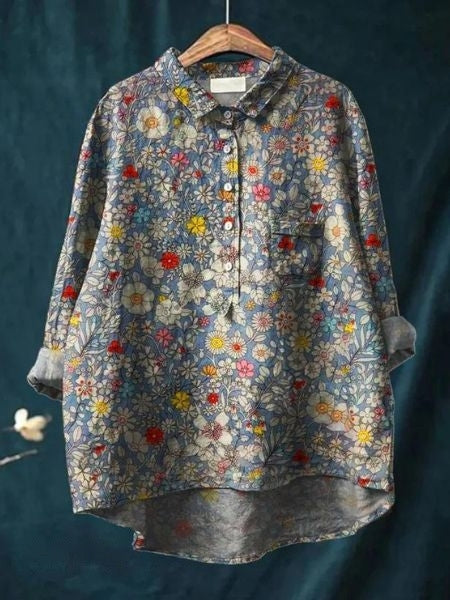 Blouse for Women | Button-Front Foral Print