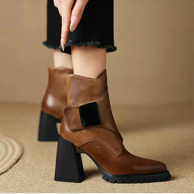 Boots For Women | Square Toe Ankle Block Heel Style