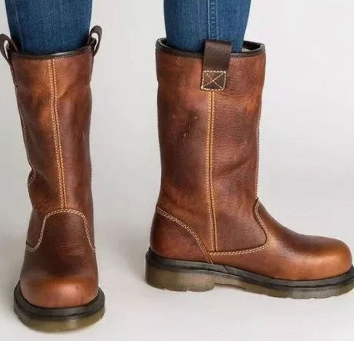 Giselle | Women's Lined Round-Toe Pull-On Leather Boots