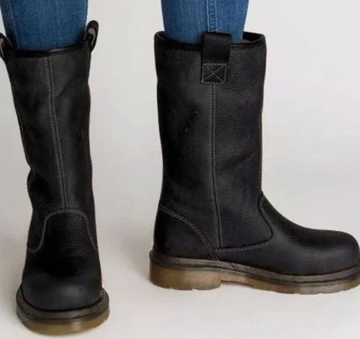 Giselle | Women's Lined Round-Toe Pull-On Leather Boots